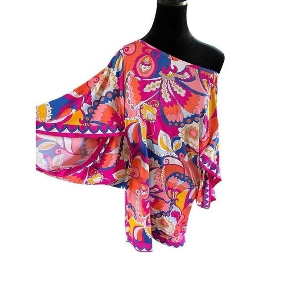 NWT $152 Trina Turk Sevilla Floral Swim Jersey Swimsuit Cover Up Tunic Dress L - Picture 11 of 16